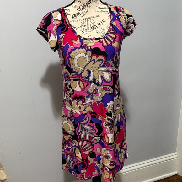 Mandee Floral Mini Dress in Pink and Purple - Picture 1 of 3